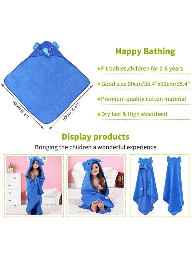MICHLEY Animal Face Hooded Baby Towel Cotton Bathrobe for Boys Girls 0-6 Year Blue