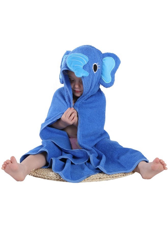 MICHLEY Animal Face Hooded Baby Towel Cotton Bathrobe for Boys Girls 0-6 Year Blue