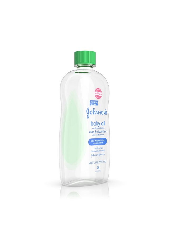 Johnson's Baby Oil, Aloe Vera and Vitamin E, 20 Fl Oz (Pack of 3)