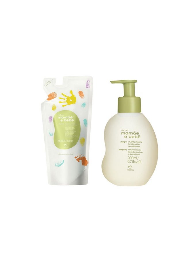 natura - Mamãe e Bebê Baby Shampoo Refill - 100% Vegan - Safe & Gentle Formula - 98.4% Natural Origin - All Skin Types - Cruelty Free - Brazilian Baby Beauty - Baby Essentials - 6.7 fl oz (200ml)
