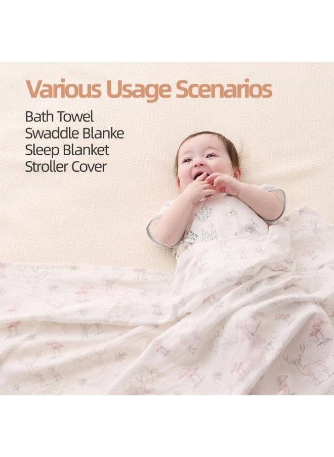 Cozy, Absorbent, Skin-Friendly Breathable Premium Baby Muslin Swaddle Blanket, 120 X 120 CM
