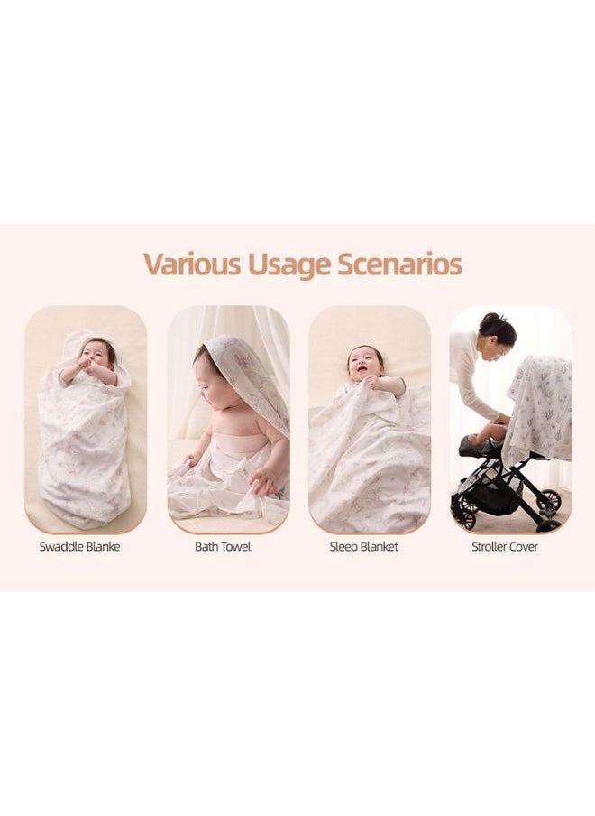 Cozy, Absorbent, Skin-Friendly Breathable Premium Baby Muslin Swaddle Blanket, 120 X 120 CM
