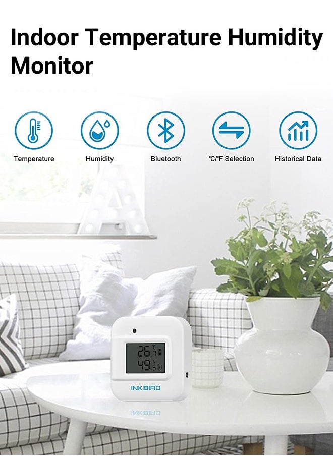 INKBIRD Bluetooth Temperature and Humidity Monitor Thermometer Hygrometer Smart Sensor IBS-TH2 Plus with External Temperature & Humidity Probe Indoor Supports Temp Humid Probe
