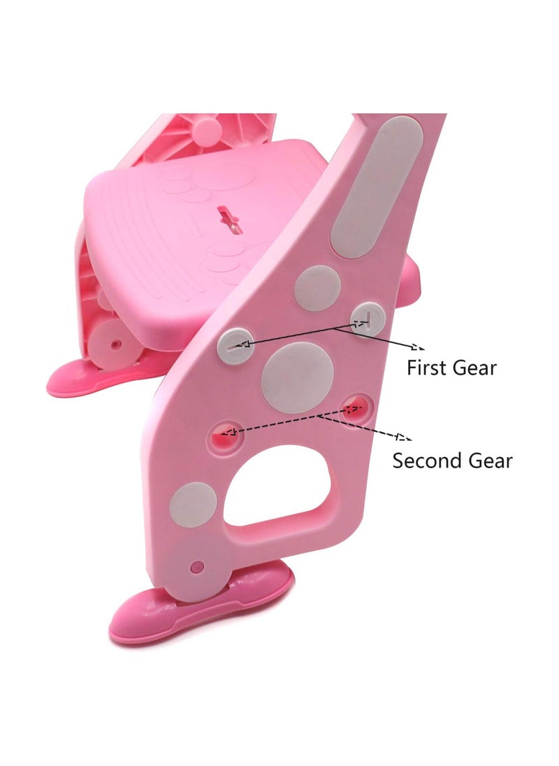 Pink Dream Toilet Trainer Deer Pattern Adjustable Toilet Seat with Ladder with Step Stool up Toilet Ladder Chair for Toddlers Anti Slip Toilet Training Step