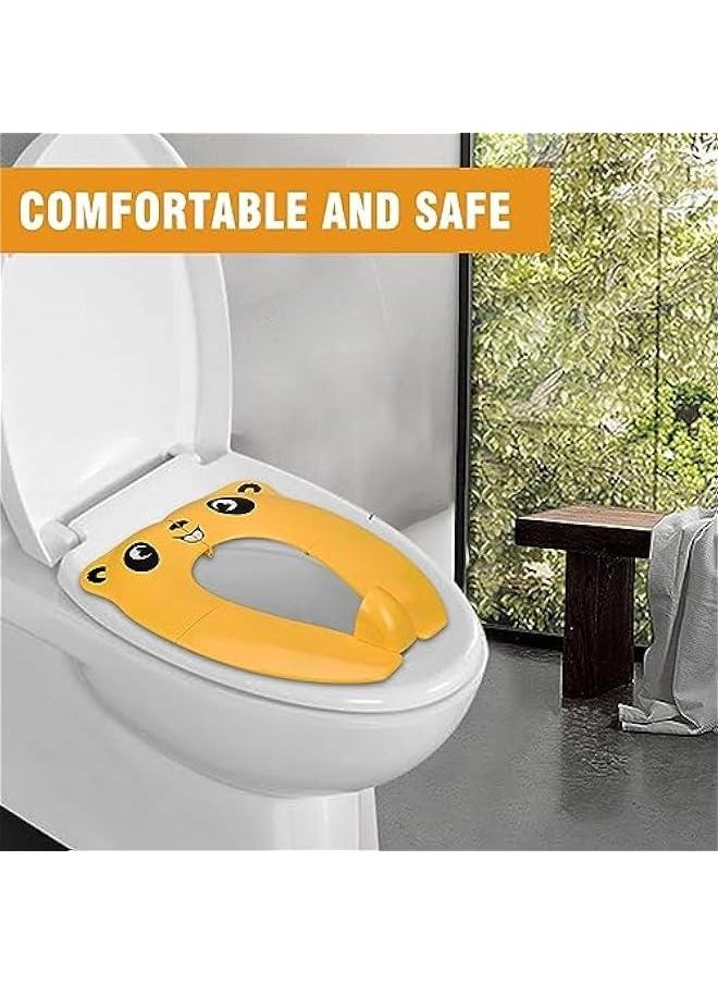 Travel Potties,Toddler Potty Seat Cover Travel Portable Potty Seat for Kids Non-Slip Foldable Toilet Seat Pad with Carry Bag & Splash Guard (Yellow)