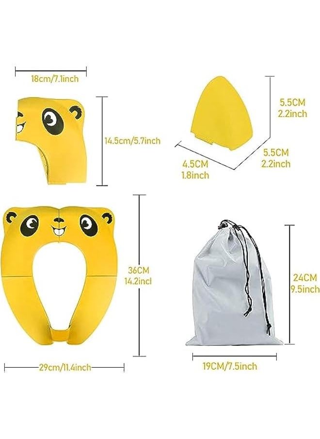 Travel Potties,Toddler Potty Seat Cover Travel Portable Potty Seat for Kids Non-Slip Foldable Toilet Seat Pad with Carry Bag & Splash Guard (Yellow)