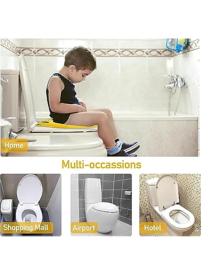 Travel Potties,Toddler Potty Seat Cover Travel Portable Potty Seat for Kids Non-Slip Foldable Toilet Seat Pad with Carry Bag & Splash Guard (Yellow)