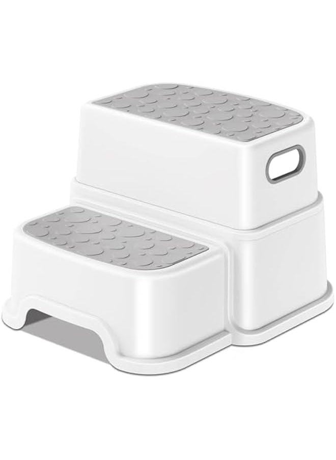 Toddler Step Stool, 2 Step Stool for Kids with Anti-Slip Surface and Rubber Bottom, Kids Step Stool  Stool for Toilet Potty Training, Bathroom, Kitchen