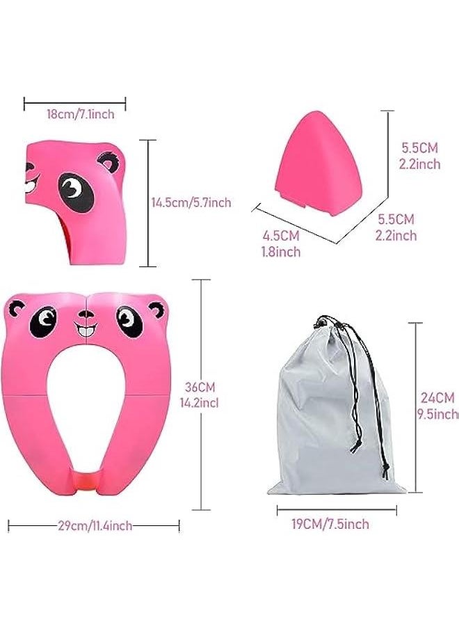 Travel Potties,Toddler Potty Seat Cover Travel Portable Potty Seat for Kids Non-Slip Foldable Toilet Seat Pad with Carry Bag & Splash Guard (Pink)