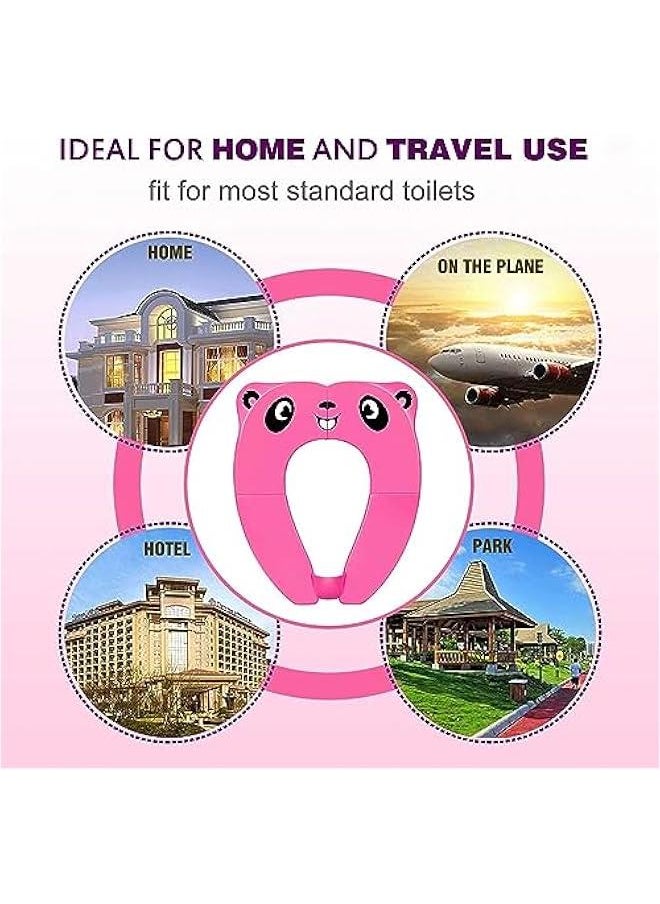 Travel Potties,Toddler Potty Seat Cover Travel Portable Potty Seat for Kids Non-Slip Foldable Toilet Seat Pad with Carry Bag & Splash Guard (Pink)