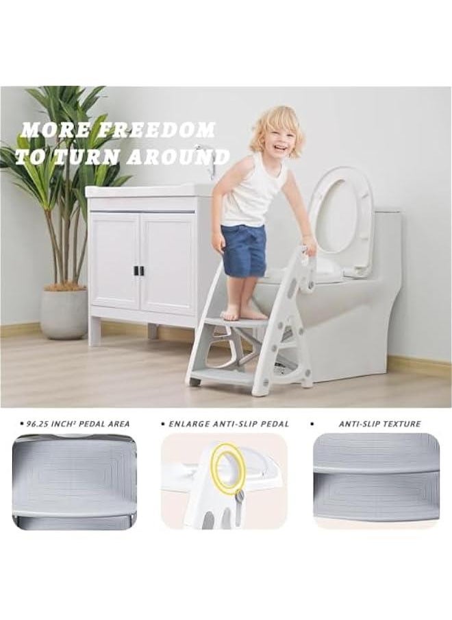 Potty Training Seat & Toddler Step Stool, Ultimate Stability Toddler Toilet Seat, Adjustable Step & Seat Height Potty Seats for Toddlers Boys Girls