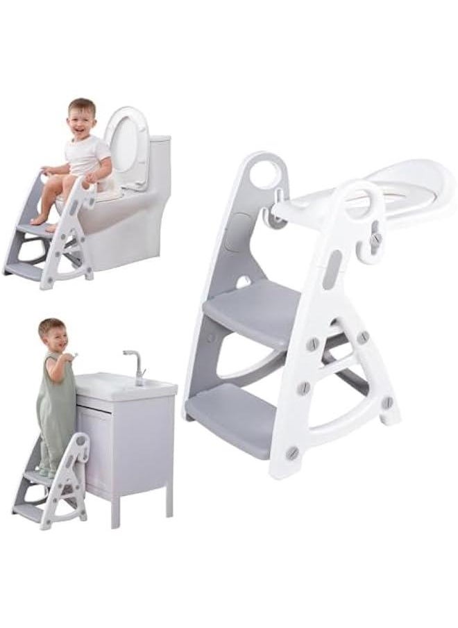 Potty Training Seat & Toddler Step Stool, Ultimate Stability Toddler Toilet Seat, Adjustable Step & Seat Height Potty Seats for Toddlers Boys Girls