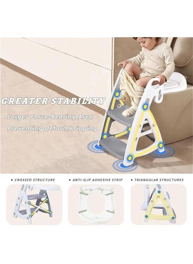 Potty Training Seat & Toddler Step Stool, Ultimate Stability Toddler Toilet Seat, Adjustable Step & Seat Height Potty Seats for Toddlers Boys Girls