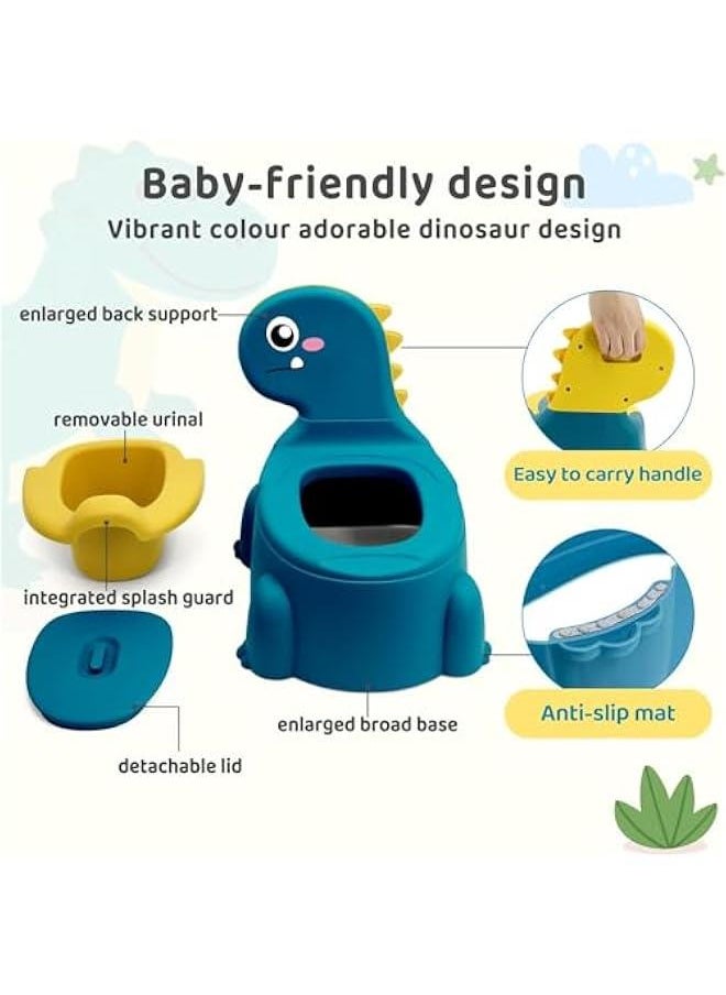 Durku Potty Seat potty Training Chair Baby Toddler Boys Girls Toddler Dinosaur Potty Comfortable children 1-6 years old Baby toilet Toddler Animal potty seat with lid back potty trainer (Blue)