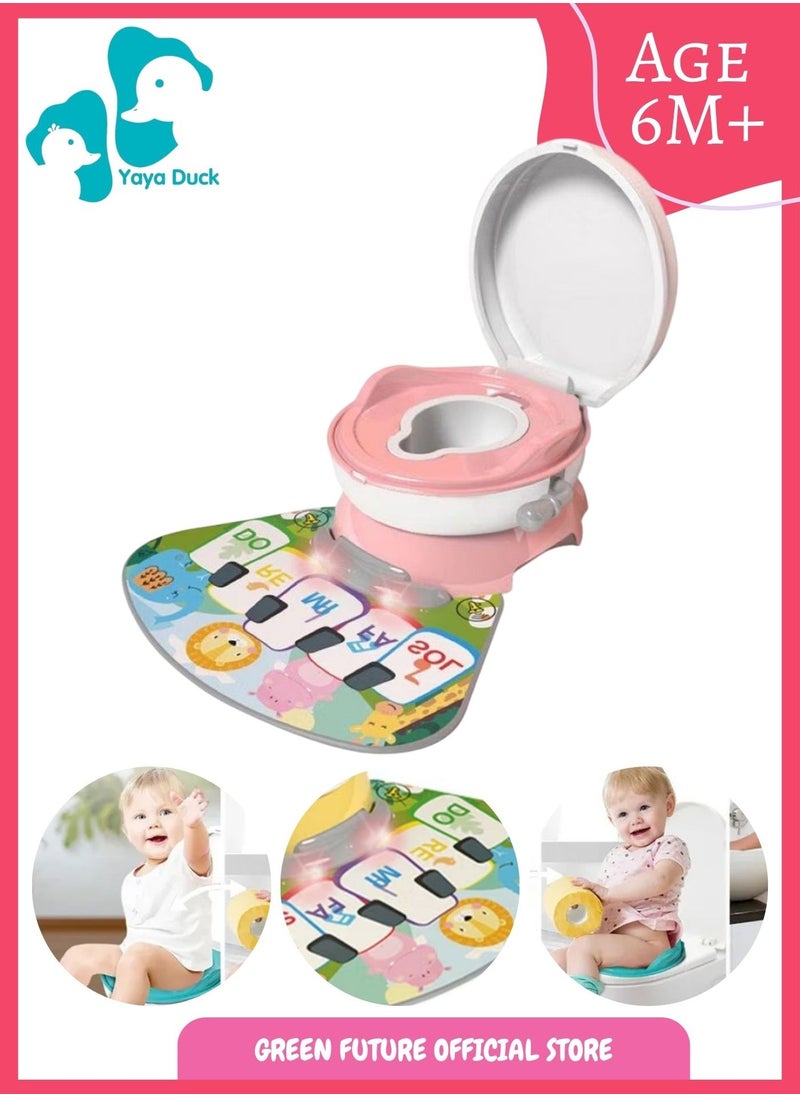 Kids Potty Training Chair | 3-in-1 Toddler Seat with Lid | Portable Baby Toilet with Non-Slip Base, Musical Feature & Removable Bowl - Pink