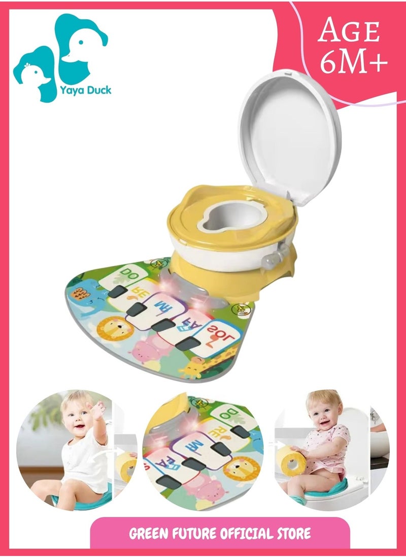 Kids Potty Training Chair | 3-in-1 Toddler Seat with Lid | Portable Baby Toilet with Non-Slip Base, Musical Feature & Removable Bowl - Yellow