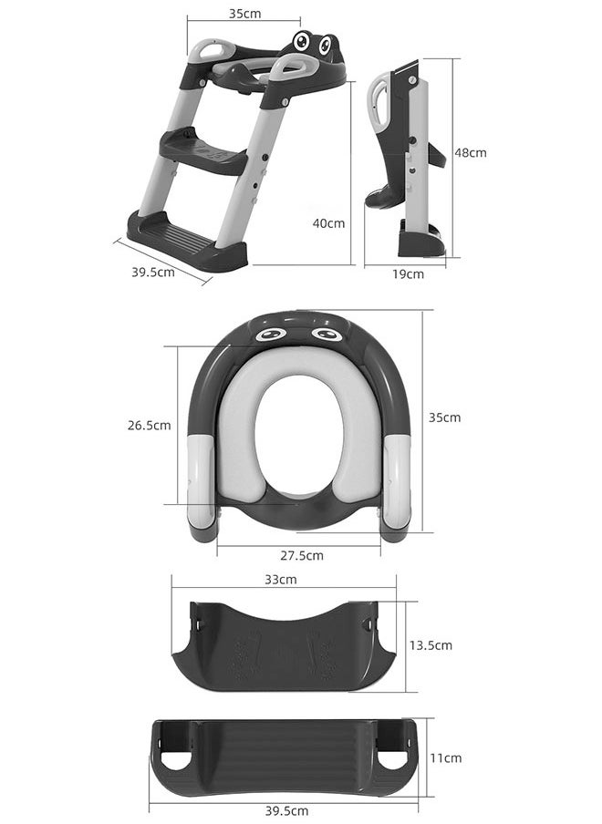 Baby Folding Anti-Slip Potty Training Toilet Chair With Adjustable Ladder