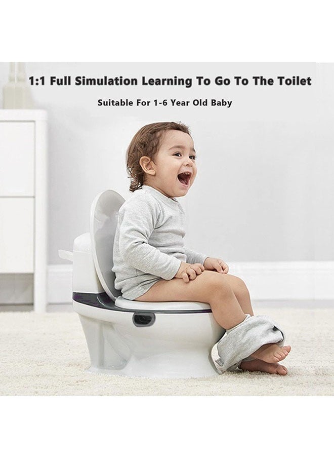 Baby Potty Training Seat,Kid Size Potty, Realistic Potty Training Toilet Looks and Feels Like an Adult Toilet - Potty Training Seat for Toddlers & Kids – Easy to Empty and Clean (Gray), Free Toilet Brush + 10 Cleaning Bags