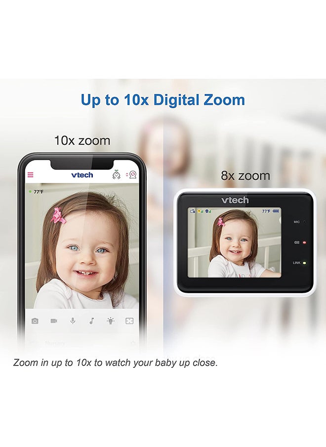 2.8 Inch 2 Camera Smart Wi Fi 1080P Hd Video Baby Monitor With Remote Access White
