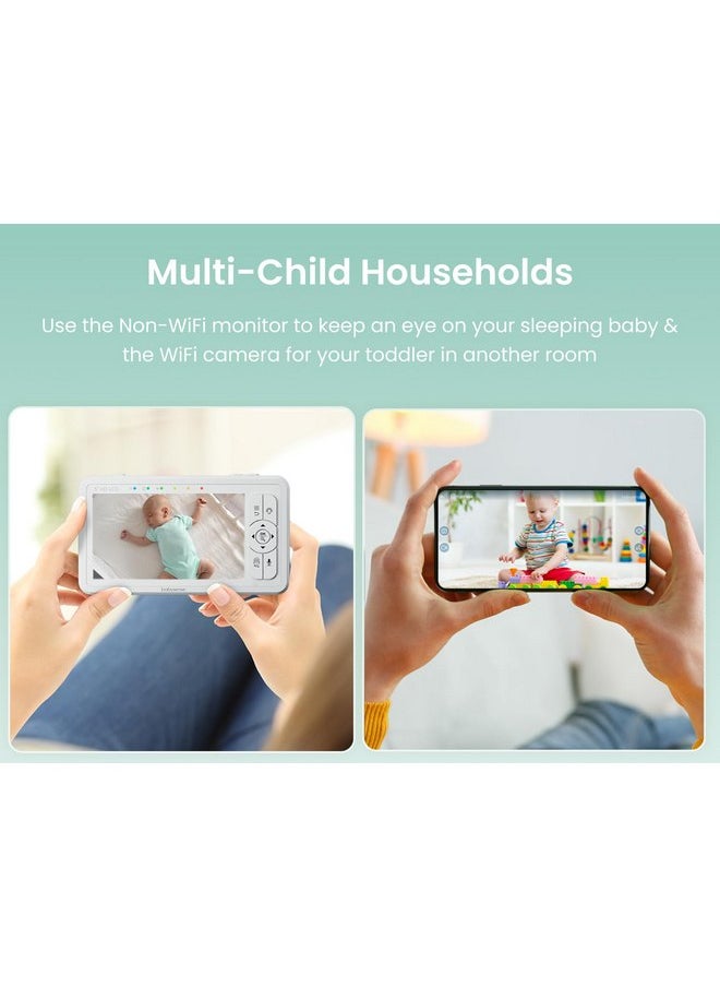 Babysense 3MP/HD Video Baby Monitor Bundle - WiFi Camera with App & Separate Non-WiFi Video Baby Monitor with Camera and Audio (Products Don't Connect/Pair with Each Other) - HDS2&FullPeek