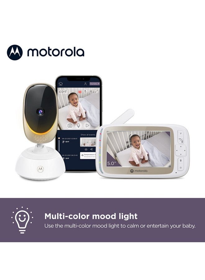 Motorola Baby Monitor VM85 - Indoor WiFi Video with Camera & Mood Light - HD 720p, Connects to Nursery App, 1000ft Range, 2-Way Audio, Remote Pan, Digital Tilt-Zoom, Temp, Lullabies, Night Vision