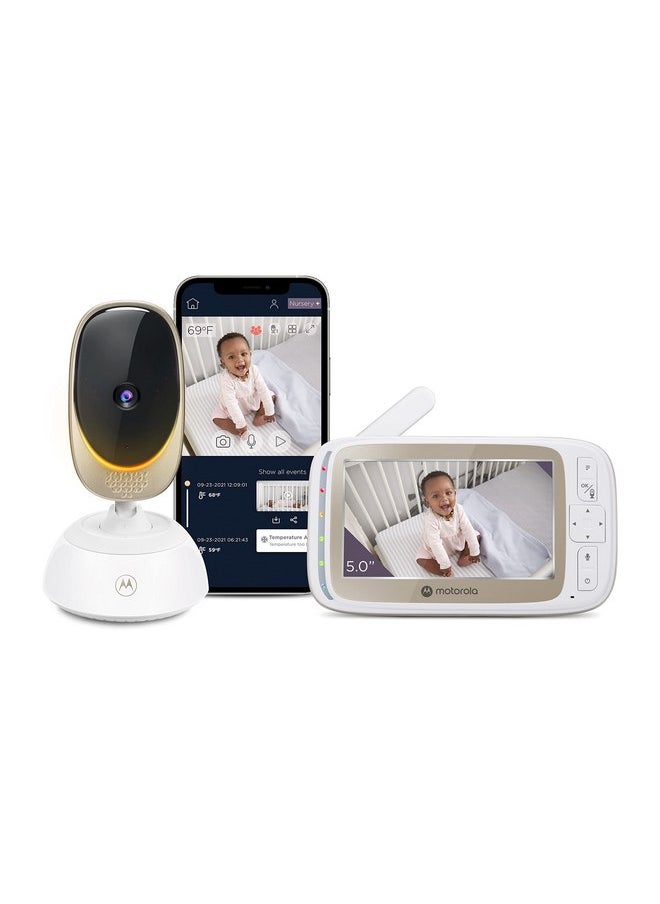 Motorola Baby Monitor VM85 - Indoor WiFi Video with Camera & Mood Light - HD 720p, Connects to Nursery App, 1000ft Range, 2-Way Audio, Remote Pan, Digital Tilt-Zoom, Temp, Lullabies, Night Vision