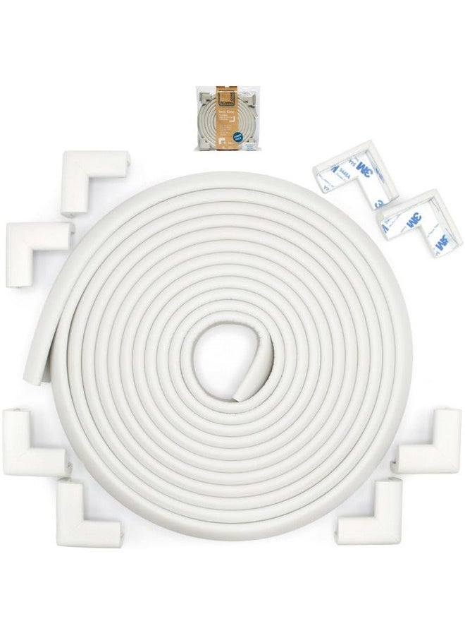Roving Cove Slim-Fit Corner Edge Protector for Baby Proofing (Small 18ft Edge 8 Corners), Furniture Safety Bumper Guard, Soft NBR Rubber Foam, 3M Adhesive, Oyster White (Off White)