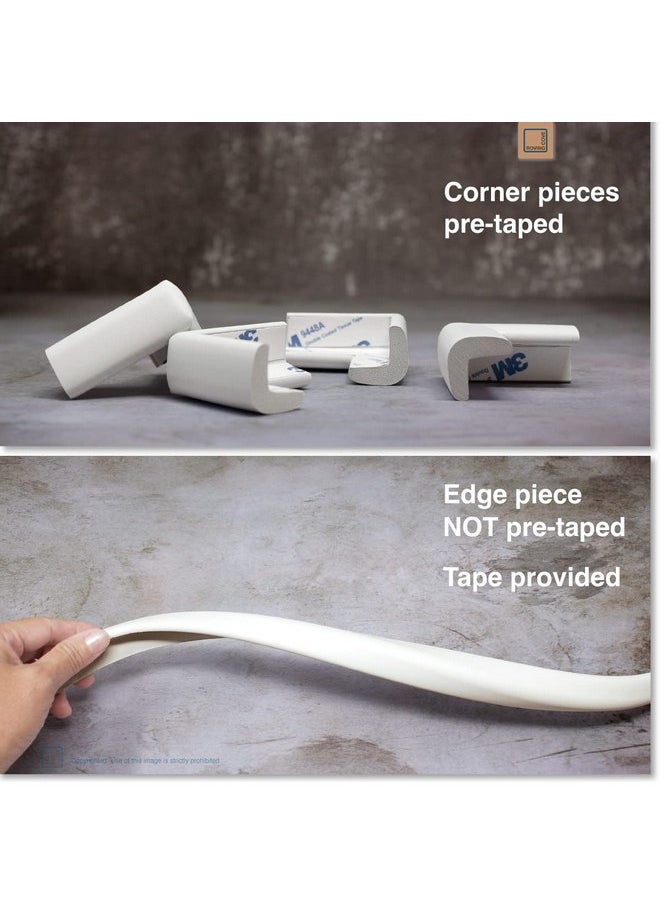 Roving Cove Slim-Fit Corner Edge Protector for Baby Proofing (Small 18ft Edge 8 Corners), Furniture Safety Bumper Guard, Soft NBR Rubber Foam, 3M Adhesive, Oyster White (Off White)