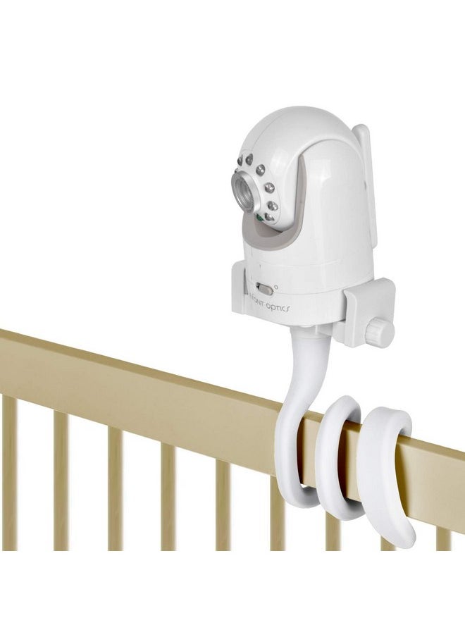 Baby Monitor Mount Camera Shelf Compatible with Infant Optics DXR 8 & DXR-8 Pro and Most Other Baby Monitors,Universal Baby Camera Holder,Attaches to Crib Cot Shelves or Furniture (White)