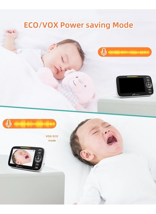 iFamily Split Screen Baby Monitor, Large Display Video Baby Monitor with 2 Cameras and Audio, Long Range, Remote pan tilt, Night Vision, Temperature Sensor, 2 Way Talk, Feeding Clock and lullabies.
