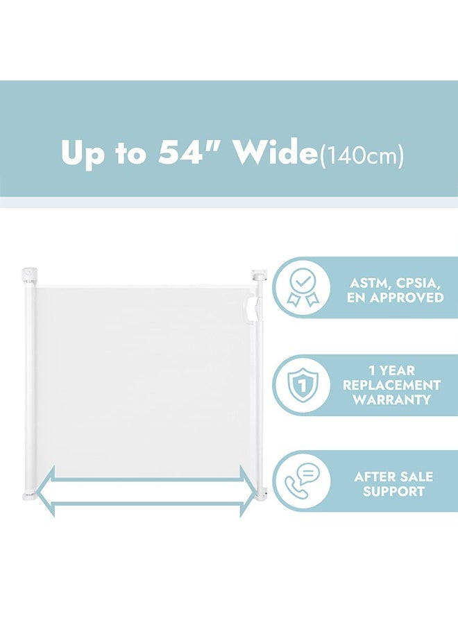 Retractable Baby Safety Gate Baby Fence Barrier Pet Dog Gate With Expandable Up To 140Cm Width 80 Cm Height Child Kids Safety Gate Baby Gate For House Stairs Doorways Safety Gate For Baby White