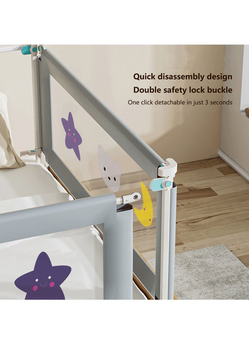 1.8m Bed Rail for Toddlers - Double Side Lift and Adjustable Height Bed Rails for Queen Bed, Safe & Nature Fiber Material Washable, Fits for Full-Size Bed Rail for Baby