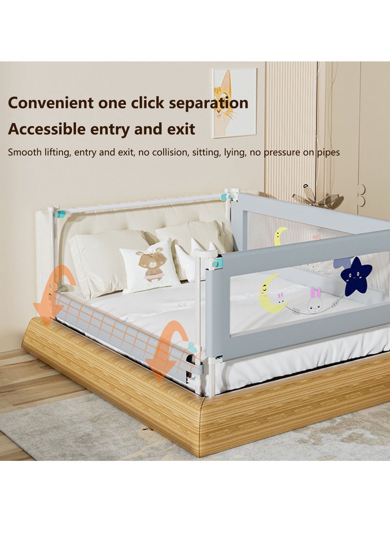 1.8m Bed Rail for Toddlers - Double Side Lift and Adjustable Height Bed Rails for Queen Bed, Safe & Nature Fiber Material Washable, Fits for Full-Size Bed Rail for Baby