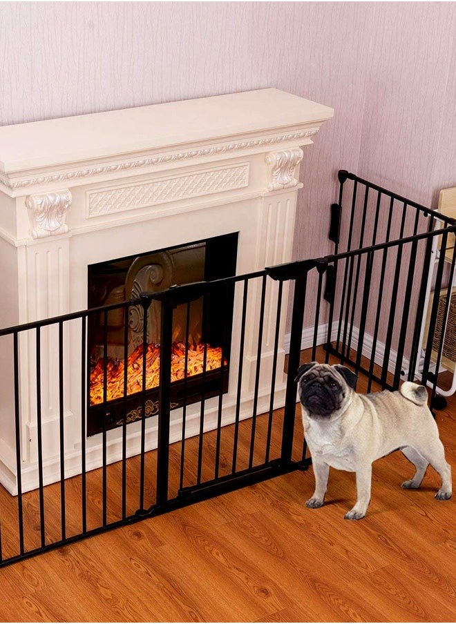 Baby Safety Gate Adjustable Metal Barrier Fence For Babies Kids Pets Dogs Ideal For Openings Stairs Doorways Foldable Playpen D110 x H74 cm Grey