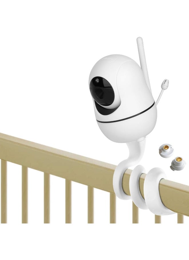 iTODOS Baby Monitor Mount Compatible with HelloBaby HB65/HB66/HB248, ANMEATE SM935E Baby Monitor Camera, Versatile Twist Mount Without Tools or Wall Damage - White