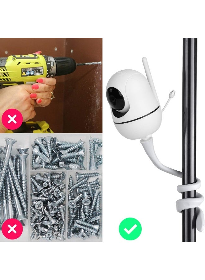 iTODOS Baby Monitor Mount Compatible with HelloBaby HB65/HB66/HB248, ANMEATE SM935E Baby Monitor Camera, Versatile Twist Mount Without Tools or Wall Damage - White
