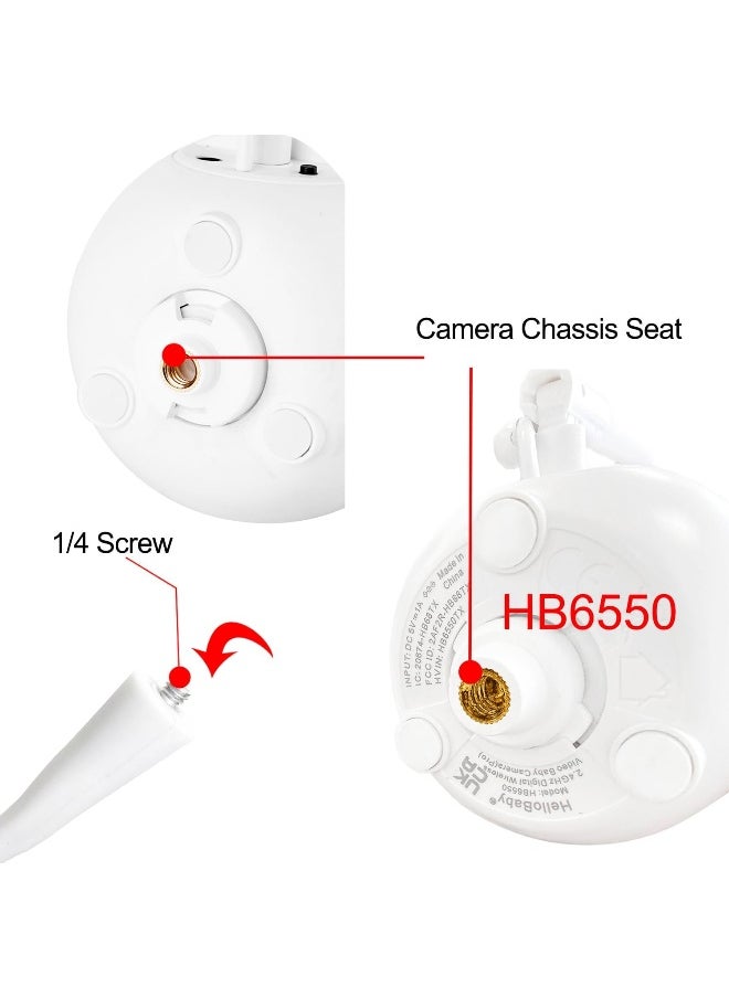 iTODOS Baby Monitor Mount Compatible with HelloBaby HB65/HB66/HB248, ANMEATE SM935E Baby Monitor Camera, Versatile Twist Mount Without Tools or Wall Damage - White