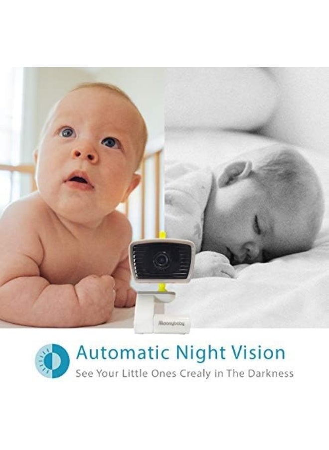 Moonybaby Baby Monitor Long Range No WiFi, 2 Wide View Cameras, Baby Room Temperature Display, 4.3