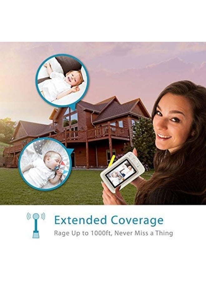 Moonybaby Baby Monitor Long Range No WiFi, 2 Wide View Cameras, Baby Room Temperature Display, 4.3
