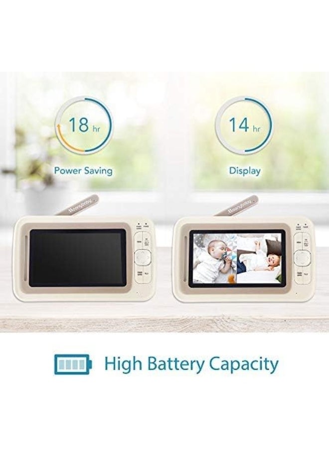 Moonybaby Baby Monitor Long Range No WiFi, 2 Wide View Cameras, Baby Room Temperature Display, 4.3