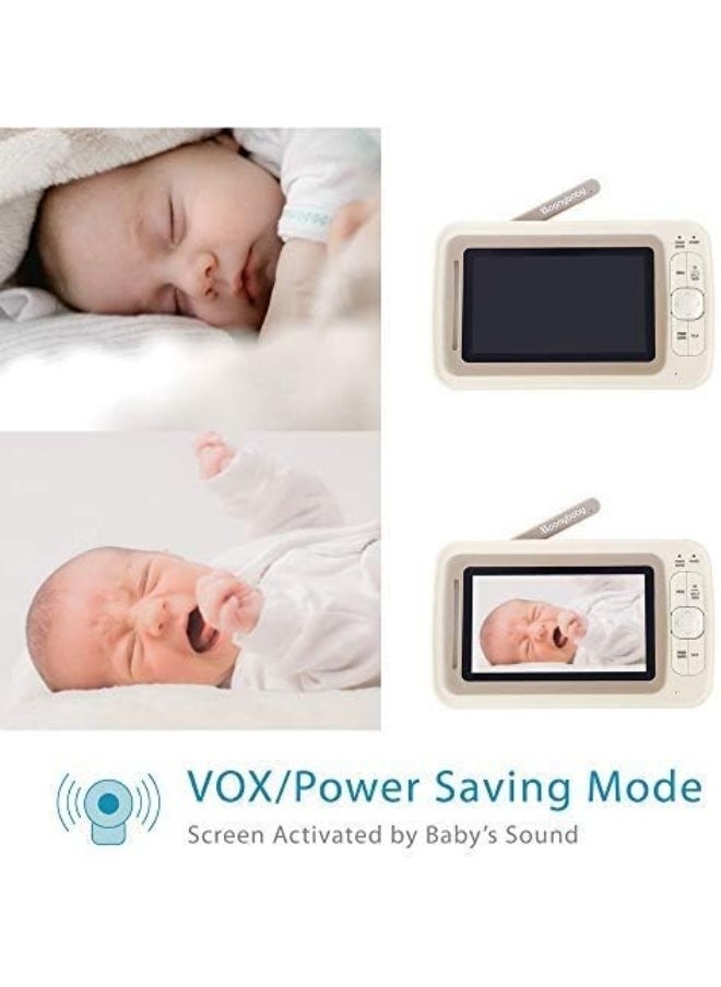 Moonybaby Baby Monitor Long Range No WiFi, 2 Wide View Cameras, Baby Room Temperature Display, 4.3