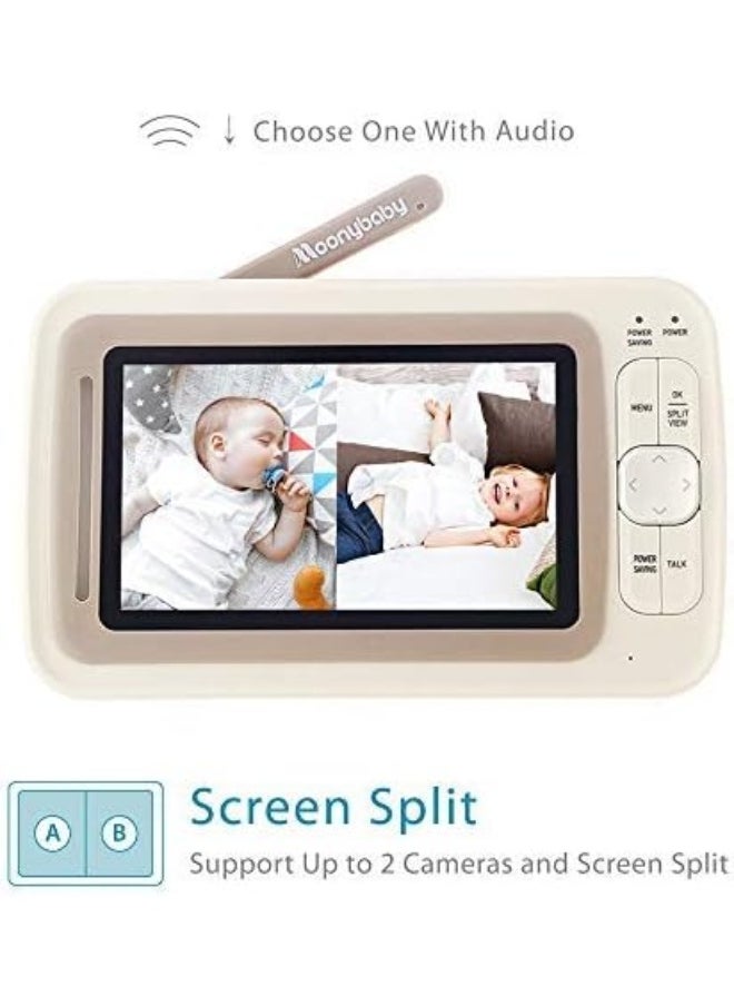 Moonybaby Baby Monitor Long Range No WiFi, 2 Wide View Cameras, Baby Room Temperature Display, 4.3