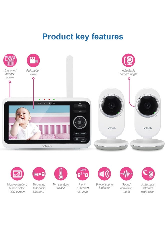 VTech [Upgraded] VM350-2 Baby Monitor, 5