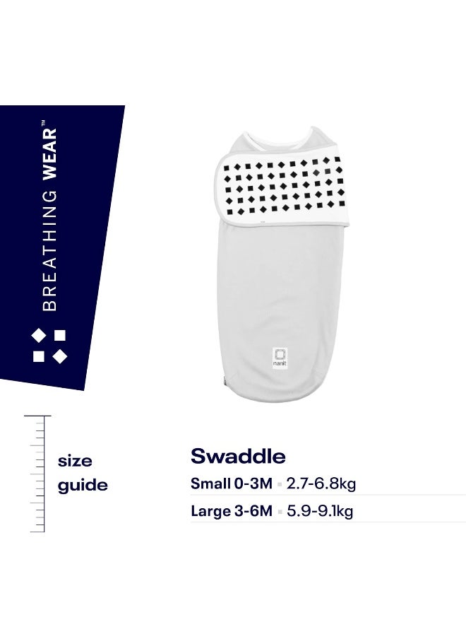 Nanit Breathing Wear Swaddle – Works Pro Monitor to Track Breathing Motion Sensor-Free for Baby Safety, Real-Time Alerts, 100% Cotton, Size Small, 3-6 Month, White