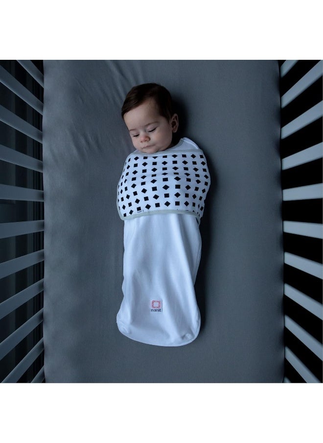 Nanit Breathing Wear Swaddle – Works Pro Monitor to Track Breathing Motion Sensor-Free for Baby Safety, Real-Time Alerts, 100% Cotton, Size Small, 3-6 Month, White
