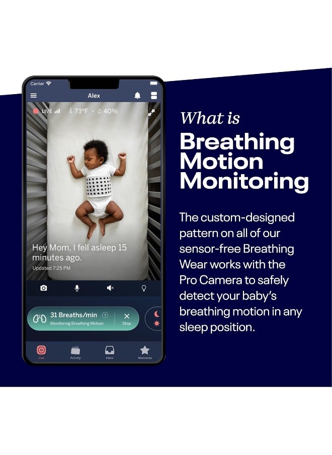 Nanit Breathing Wear Swaddle – Works Pro Monitor to Track Breathing Motion Sensor-Free for Baby Safety, Real-Time Alerts, 100% Cotton, Size Small, 3-6 Month, White