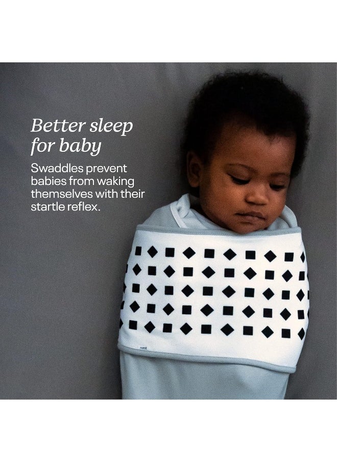 Nanit Breathing Wear Swaddle – Works Pro Monitor to Track Breathing Motion Sensor-Free for Baby Safety, Real-Time Alerts, 100% Cotton, Size Small, 3-6 Month, White