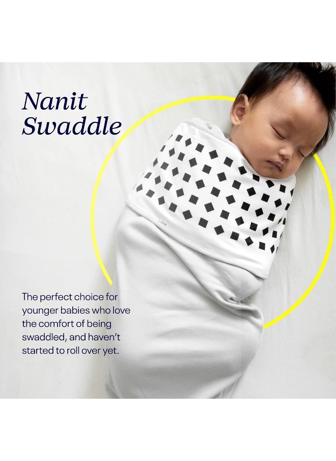Nanit Breathing Wear Swaddle – Works Pro Monitor to Track Breathing Motion Sensor-Free for Baby Safety, Real-Time Alerts, 100% Cotton, Size Small, 3-6 Month, White