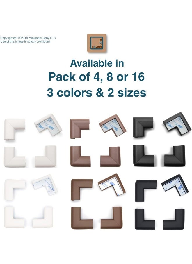 Roving Cove | Baby Safety Corner Protectors | Baby Caring Soft Corner Guard | Table Corner Bumper | Child Proof Furniture Corner Edge Protector | SAFE CORNER CUSHION | Pre-Taped | 16-Pc Oyster (White)