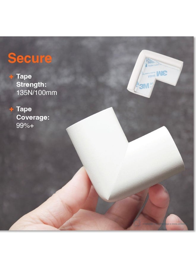 Roving Cove | Baby Safety Corner Protectors | Baby Caring Soft Corner Guard | Table Corner Bumper | Child Proof Furniture Corner Edge Protector | SAFE CORNER CUSHION | Pre-Taped | 16-Pc Oyster (White)